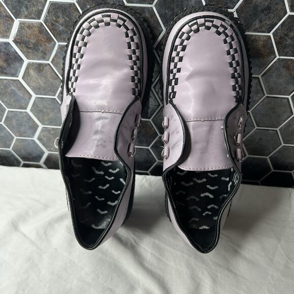 DEMONIA Creepers Women Size 10 3” Platform Goth Shoes Purple *BLEMISHES NO LACES - Picture 9 of 11